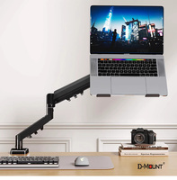 D90-LP D-MOUNT 2 en 1 ressort à gaz 13 "-32" support de table de moniteur lcd 10 "-17" support de bras d'ordinateur portable rotation pivotante à mouvement complet