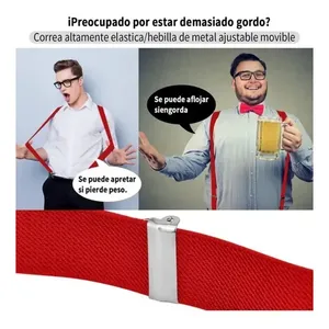 Ensemble bretelles et nœud papillon réglables, largeur 3,5 cm, pinces métalliques en polyester pour adultes - Product Image 4