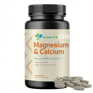 OEM ODM Magnesium Calcium 2:1 Verhouding Tabletten Met Zink Vitamine D3 Zenuw- & Botondersteuning 100 Tabletten Private Label Beschikbaar - Product Image 1