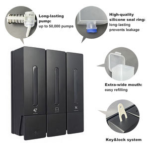 <span class=keywords><strong>Dispensador</strong></span> <span class=keywords><strong>de</strong></span> Jabón <span class=keywords><strong>de</strong></span> Pared <span class=keywords><strong>de</strong></span> Plástico ABS con Tres Cabezas, para Gel <span class=keywords><strong>de</strong></span> Ducha, Desinfectante <span class=keywords><strong>de</strong></span> Manos, para Baño y Hotel, en Oferta - Product Image 3