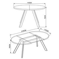Table à manger extensible en MDF mélaminé avec pieds en métal texturé noir, haute capacité de charge, fabricant en gros