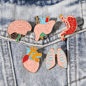 Personalidad hígado <span class=keywords><strong>estómago</strong></span> pulmón corazón cerebro esmalte broches divertidos partes del cuerpo alfileres dorados para enfermera mochila bolsa insignia - Product Image 1
