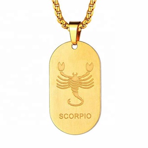 Collana con ciondolo con etichetta oroscopo in acciaio inossidabile placcato oro all'ingrosso personalizzabile <span class=keywords><strong>astrologia</strong></span> 12 segno zodiacale - Product Image 1