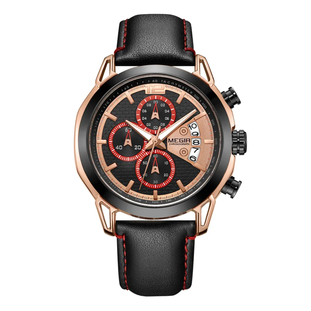 Megir 2071 Multi Function Chronograph Clock Quartz watch Men Watches waterproof wristwatch