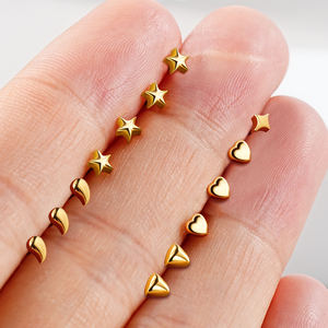 Toposh F136 Maan Ster Zon Lip <span class=keywords><strong>Labret</strong></span> <span class=keywords><strong>Piercing</strong></span> Titanium Oor Septum Theadless Push-In Top G23 Titanium <span class=keywords><strong>Piercing</strong></span> - Product Image 4