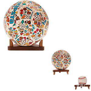 Football Display <b>Stand</b> Walnut Wood Color 12x12x4.7cm For Sports Ball Showcase - Product Image 5