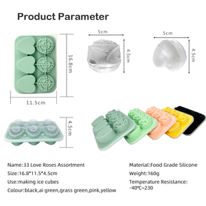 Mini Silicone vui vẻ moldes Para hielo hoa hồng hình trái tim 3D Ice Maker Cube Khay nướng bánh Ice khuôn cho DIY bánh nướng - Product Image 3