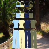 Vêtements de yoga et de fitness personnalisés pour femmes, tenue de sport de haute qualité, ensemble deux pièces, haut à manches courtes et leggings