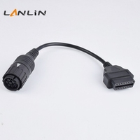 Cable adaptador OBD2 de 30 cm de longitud, de 16 pines hembra a 10 pines, para conexión de motocicleta
