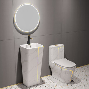 Articles sanitaires de luxe siphoniques pour salle de bain, toilettes de couleur noire et blanche, ensemble de toilette et d'évier en céramique, vente en gros - Product Image 3