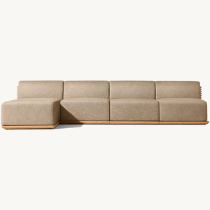 أريكة خارجية معيارية على شكل حرف L لغرفة المعيشة ، أريكة مقعد الحب ، صالة خارجية من الخشب - Product Image 5