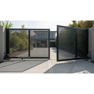 Porte d'entrée principale automatique en métal, design de clôture double en aluminium - Product Image 2
