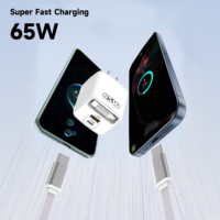 Cargador de Viaje GaN de 65W, Adaptador de Pared con Enchufe Retráctil para EE. UU., Reino Unido y UE, Carga Rápida PD3.1 3.0 para Macbook y Teléfono Móvil
