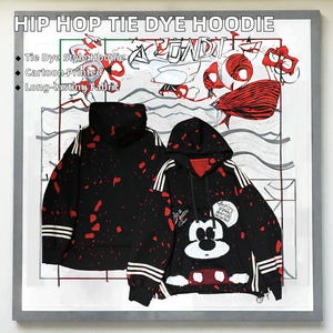 Marque à la mode femmes printemps automne sweats Style Hip Hop conception à capuche artisanat lourd cravate colorant imprimé Anti-rétrécissement - Product Image 2