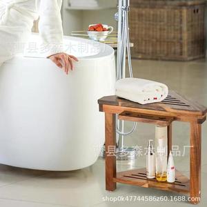 Tamori Wooden Bathroom Shower <b>Stool</b> Brown Solid Wood <b>Step</b> Seat For Elderly And Children Customizable Size - Product Image 4
