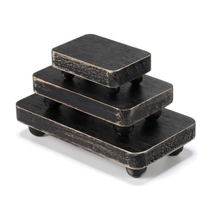 Bretelle in legno Vintage per la visualizzazione di legno piedistallo rustico in legno Stand vassoio montante per la casa decorazione <span class=keywords><strong>cucina</strong></span> - Product Image 2