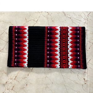 Manta de lana occidental para caballo, negra, roja y blanca, con patrón navajo del suroeste. - Product Image 1