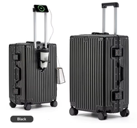Ensemble de valises vintage à coque rigide avec cadre en aluminium, roulettes pivotantes, serrure à combinaison, valise de voyage durable