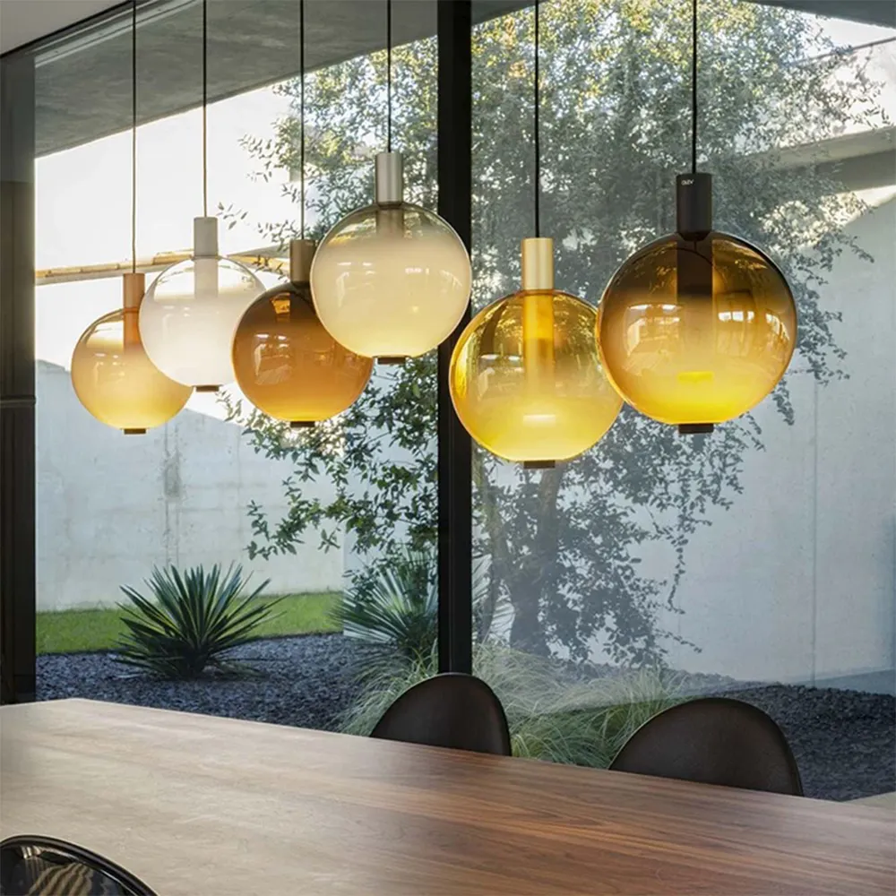 Light extravagance Medieval style modern simple color gradient glass ball pendant lamp