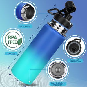 Customized Wholesale <b>Insulated</b> Wide Mouth Vacuum <b>Flask</b> Gym Sport Bicycle Double Wall Reusable Stainless Steel Water Bottle - Product Image 5