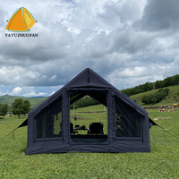 Grande tente familiale gonflable quatre saisons en toile de coton, abri cabane à deux pièces pour le camping en plein air