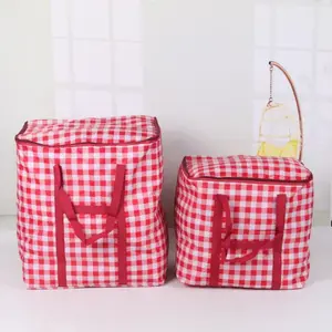 Grosir dapat digunakan kembali tiga lapisan struktur tas belanja tas jinjing keranjang belanja piknik dengan kokoh pegangan panjang yang diperkuat