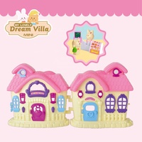 Set Kit Mainan Hewan Pink, Aksesori Rumah Boneka Plastik, Permainan Peran untuk Anak Perempuan Anak-anak Villa