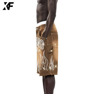 شورت جينز أصلي مخصص من XUFEI، ملابس الشارع للرجال، 100% قطن، فضفاض، مغسول بالأحماض، شورت جينز للرجال - Product Image 2