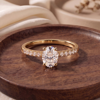Bague de fiançailles à trois pierres en or massif 14 carats avec diamant de laboratoire taille brillant rond LBR36 de 0,50 carat pour femme, cadeau de mariage