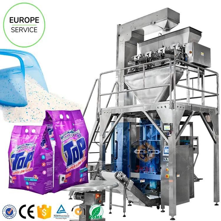 Sertifikasi EU Otomatis 1KG 2KG tas bubuk cuci deterjen mesin isi kemasan bubuk sabun cucian mesin pengepakan