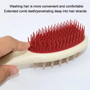 Cepillo de Silicona Multifuncional de Doble Diente y Mango Largo para Champú, Peine Limpiador y Masajeador para Baño, con Logotipo Personalizado - Product Image 4