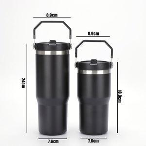 Custom logo 20oz 30oz Insulated Leak Resistant Water Bottle <b>Double</b> <b>Wall</b> Stainless Steel 30 oz Flip Straw Tumbler with Handle - Product Image 4