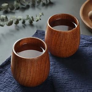 أكواب خشبية يدوية الصنع قابلة لإعادة الاستخدام للقهوة والشاي، أدوات شرب خشبية طبيعية للمنزل والمطبخ والمقهى والبار، سطح أملس مصقول - Product Image 4
