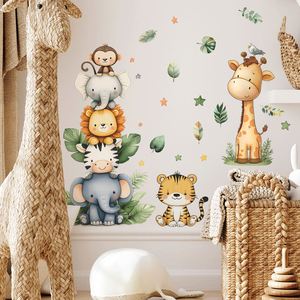 Autocollants muraux écologiques en PVC, petits animaux de dessin animé, feuilles de plantes vertes, décoration de la maison, autocollants adhésifs, vente en gros - Product Image 1