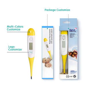 Emballage Jaune Flexible Multicolore Personnalisable ℃ / ℉   Thermomètres numériques médicaux commutables pour bébés, enfants et adolescents - Product Image 6