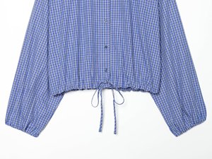 TAOP&ZA 2026 <span class=keywords><strong>Chemise</strong></span> décontractée à manches longues avec col montant boutonné, manches bouffantes et ourlet à <span class=keywords><strong>carreaux</strong></span> avec cordon de serrage 7484059 - Product Image 6