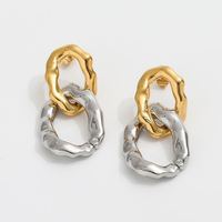 Boucles d'oreilles créoles irrégulières bicolores Gaovo en acier inoxydable plaqué or 18 carats, texturées et entrelacées, bijoux tendance pour femmes