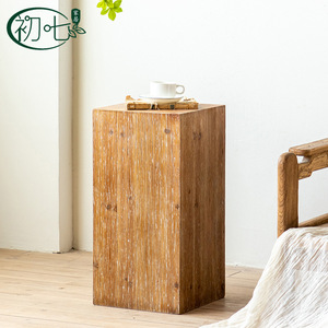 American Style Wooden Side <b>Table</b> Retro Distressed Handmade <b>Coffee</b> <b>Table</b> For Living Room Bedroom Wedding Prop - Product Image 4