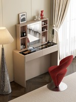 Table de maquillage électrique multifonctionnelle moderne en bois massif sur mesure avec miroir réglable et rangement gain de place pour appartement