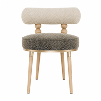 Chaise de salle à manger moderne de luxe en tissu texturé, fauteuil en bois foncé avec assemblage papillon pour projets hôteliers et villas, fabricant OEM