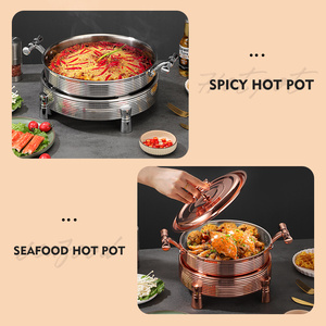 Estufa de alcohol de acero inoxidable, platos de frotamiento redondos con olla para uso en interiores y acampar al aire libre - Product Image 6