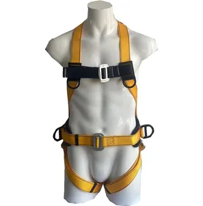45mm Polyester Yellow Color Full Body Climbing Harness Safety Belt With O-ring