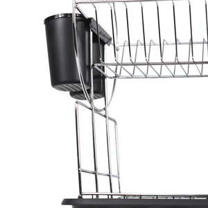 Égouttoir à vaisselle autoportant à 2 niveaux avec plateau et porte-couverts 51x24x36cm - Product Image 3