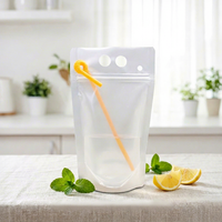 Pochette à boisson en plastique portable avec poignée, motif citron estival, pour jus et smoothies, sac à boisson refermable à fermeture éclair