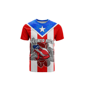 Camiseta personalizada con estampado 3D transfronterizo con patrón de bandera de Puerto <span class=keywords><strong>Rico</strong></span> Técnicas de impresión digital - Product Image 4
