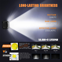 Luces LED Laterales de 4 Pulgadas con DRL Ámbar, 20W, Combinación de Luz de Trabajo y de Carretera, Cubos LED para Camionetas Todoterreno, ATV, UTV