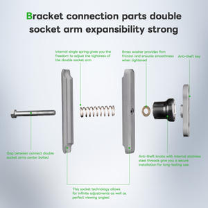 FANAUE-150F antivol vélo/<span class=keywords><strong>moto</strong></span> <span class=keywords><strong>support</strong></span> de téléphone avec pour <span class=keywords><strong>RAM</strong></span> monte B taille rotule Double prise bras caractéristiques flexibles - Product Image 3