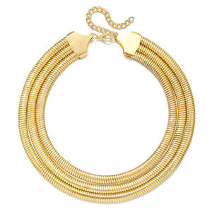 <span class=keywords><strong>Collar</strong></span> de Cadena Gruesa de Varias Capas, Joyería Punk, Chapado en Oro de 18K, Metal de Alta Calidad, Gargantilla Gruesa de Varias Capas para Mujer - Product Image 2