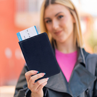 Dompet Pria Shangjin, Penutup Passport Motif Kulit Kadal, Kulit PU, Dompet Perjalanan Custom, Anti RFID untuk Pria, Hadiah Liburan