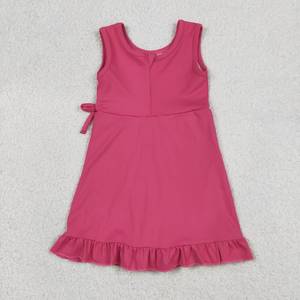 En stock, robe courte d'été rose vif pour filles, avec fermeture éclair et volants, vente en gros de vêtements de sport, nouvelle mode boutique, vêtements de sport pour enfants - Product Image 6